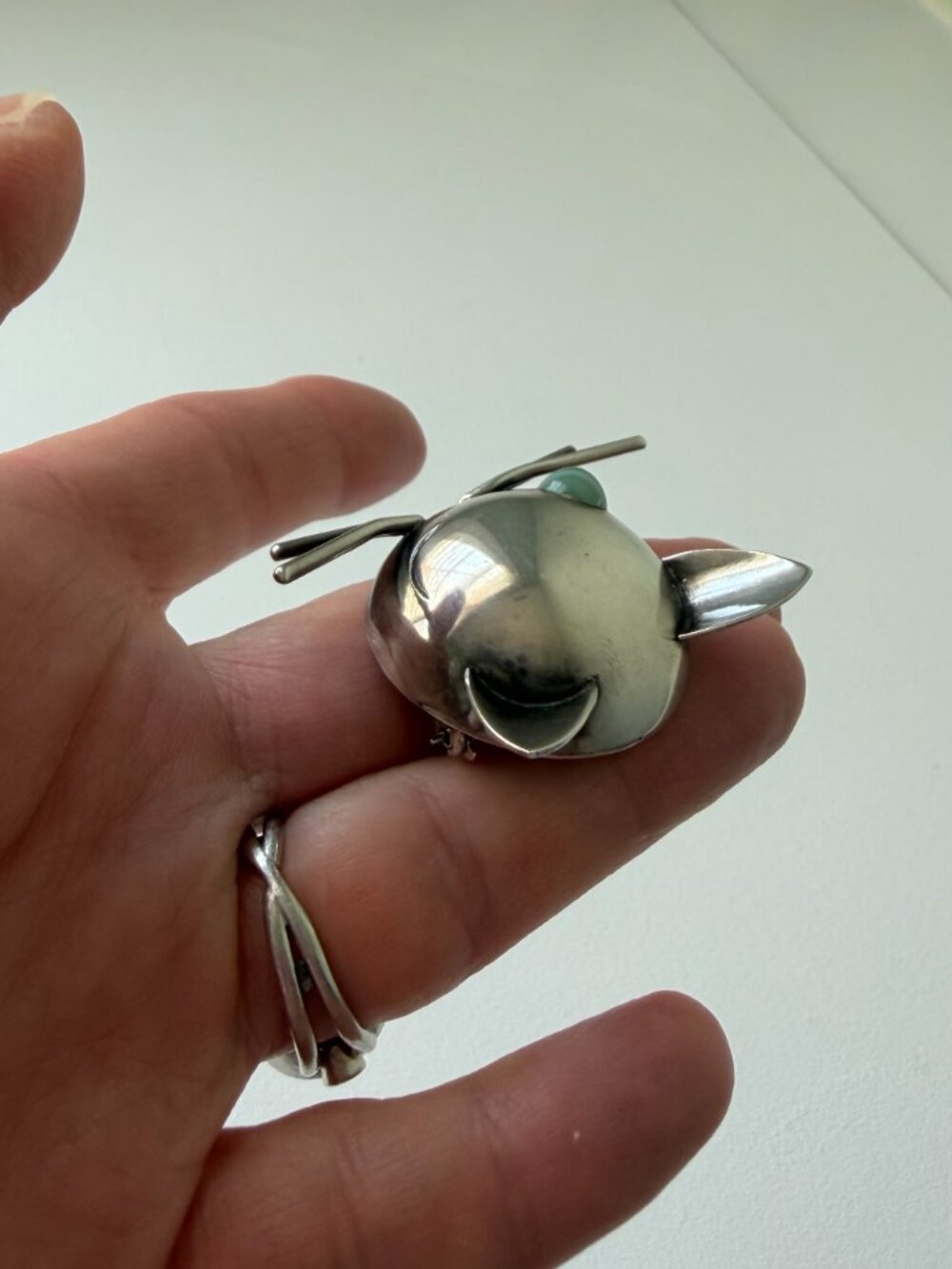 JoPol for Georg Jensen~Sterling Silver~Winking Cat Pin - Picture 3 of 6